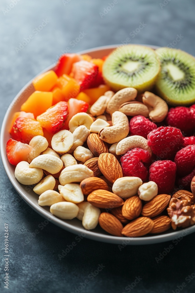 Healthy Snack Plate with Nuts and Fruits Healthy Snack Plate with Nuts and Fruits