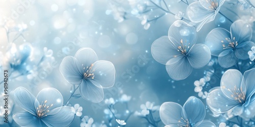 Delicate Blue Flowers with a Soft, Glowing Background