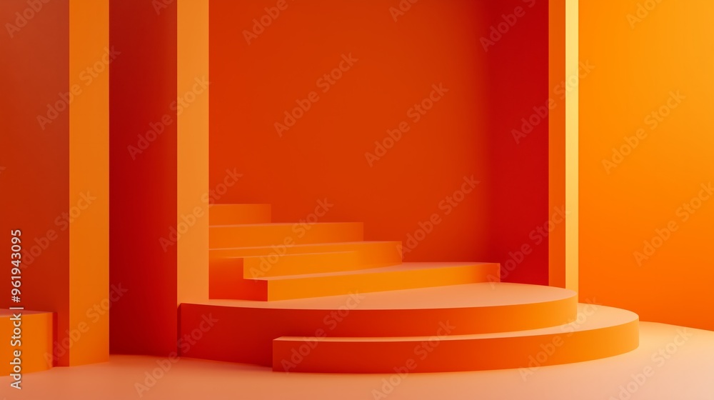 Orange podium and minimal abstract background for Halloween, 3d rendering geometric shape, Stage for awards on website in modern. Orange podium and minimal abstract background for Halloween, 3d rendering geometric shape, Stage for awards on website in modern.