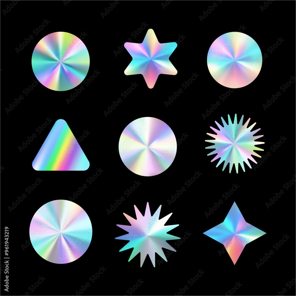Holographic metallic molds, templates to create your own sticker design Holographic metallic molds, templates to create your own sticker design