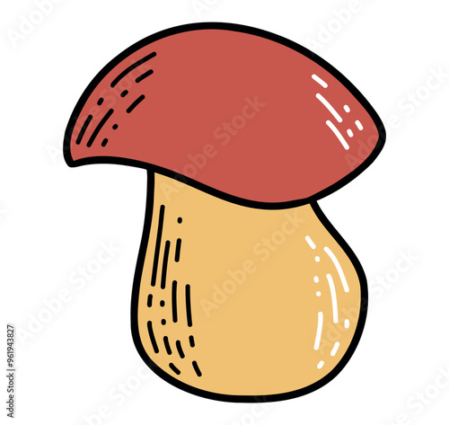 Forest cep mushroom trendy vivid flat illustration element