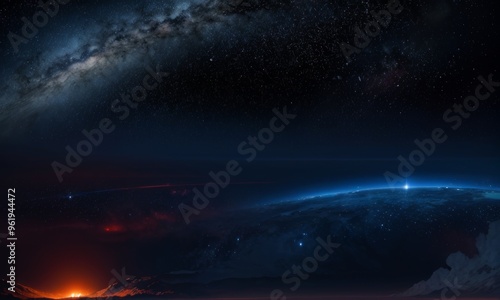 Cosmic View of Earth with Milky Way