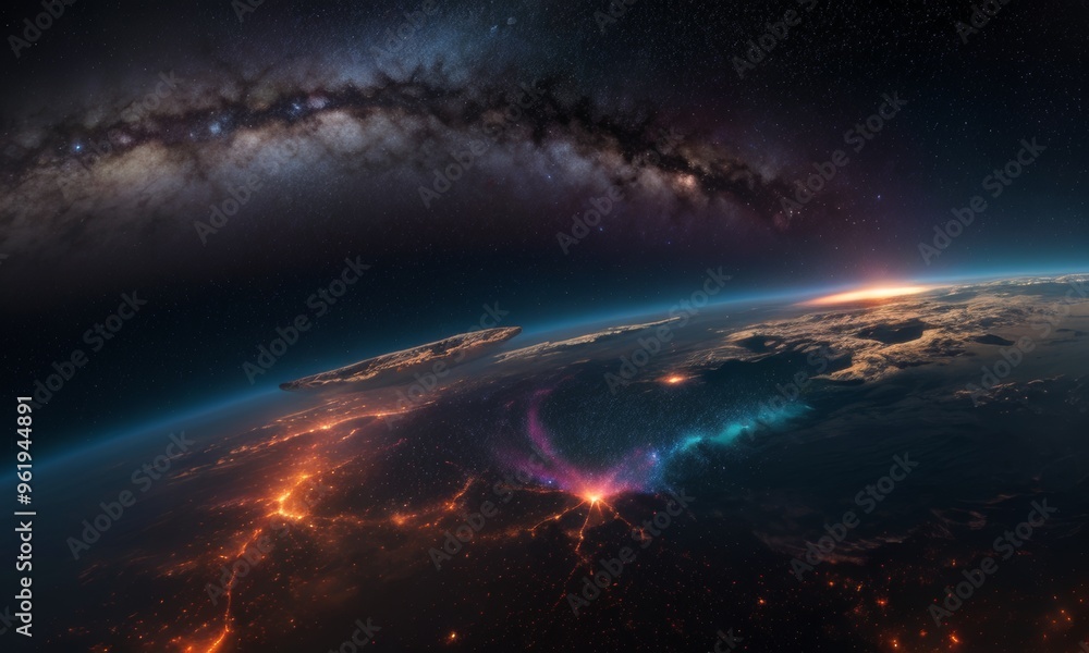 Cosmic View of Earth with Milky Way Cosmic View of Earth with Milky Way