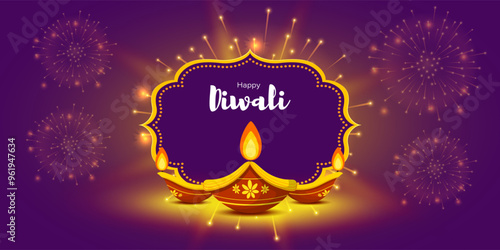 Vector illustration of Happy Diwali social media feed template