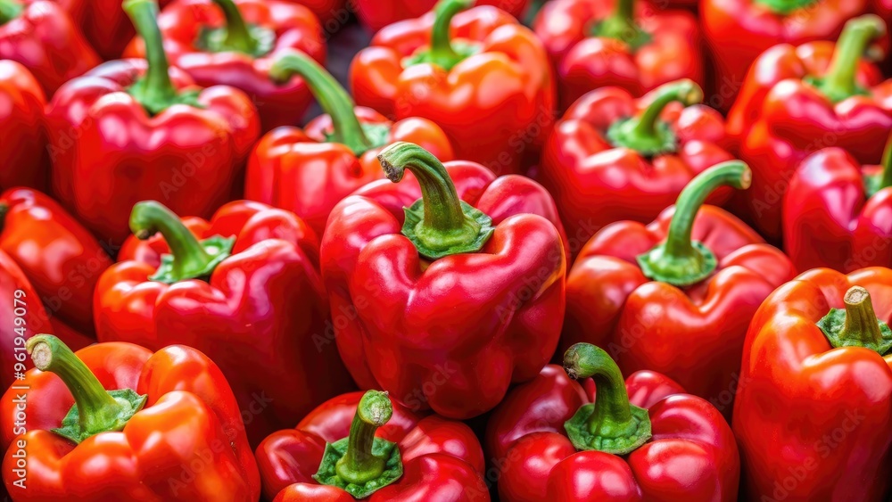 Vibrant red bell peppers close up, fresh, vegetables, healthy, organic, agriculture, produce, ripe, colorful, vibrant Vibrant red bell peppers close up, fresh, vegetables, healthy, organic, agriculture, produce, ripe, colorful, vibrant