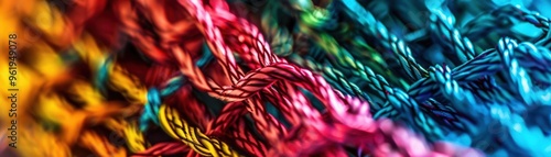 A Close-up Shot of a Holographic ethnic string theory, diverse dimensional threads photo