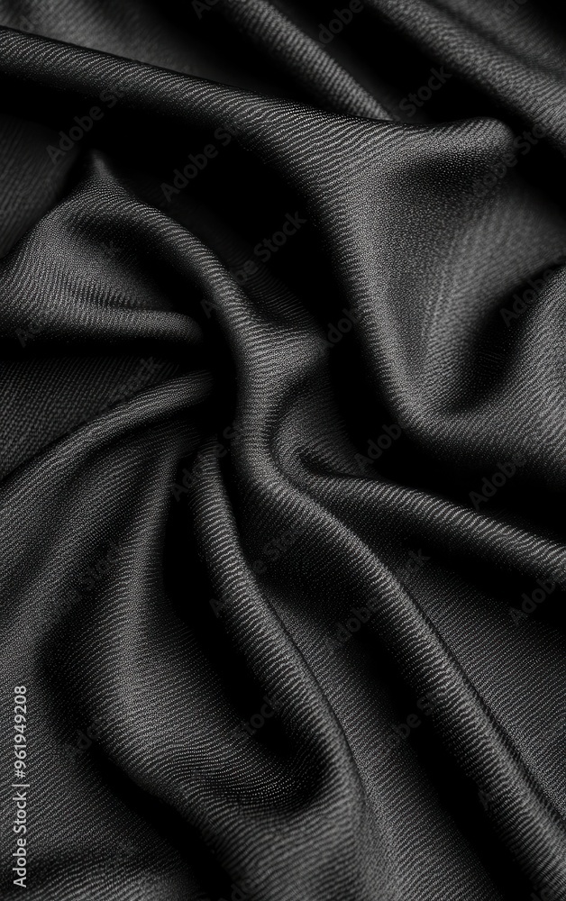 Fototapeta premium Elegant black fabric with a smooth texture, perfect for fashion, interior design, and artistic projects.