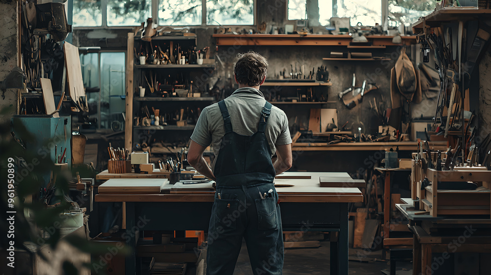 Carpenters in his workshop, workstation Carpenters in his workshop, workstation