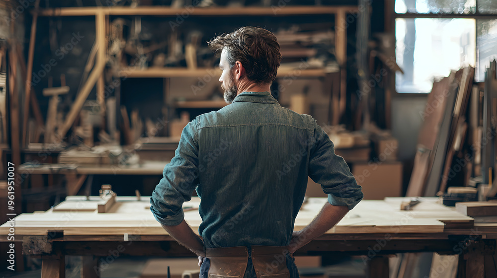Carpenters in his workshop, workstation Carpenters in his workshop, workstation