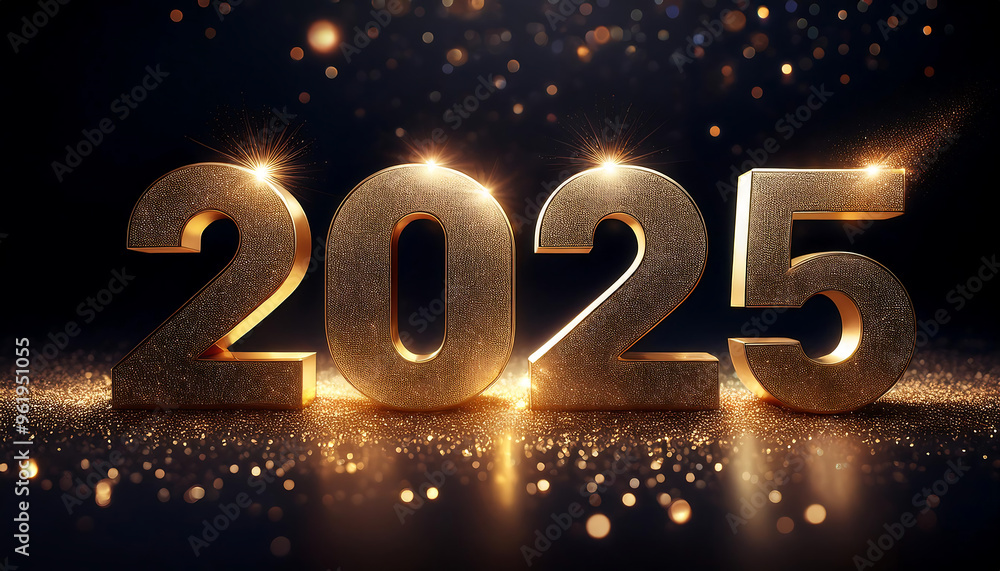 Glittering 2025 numbers on a black background for Happy New Year. _1(550) Glittering 2025 numbers on a black background for Happy New Year. _1(550)