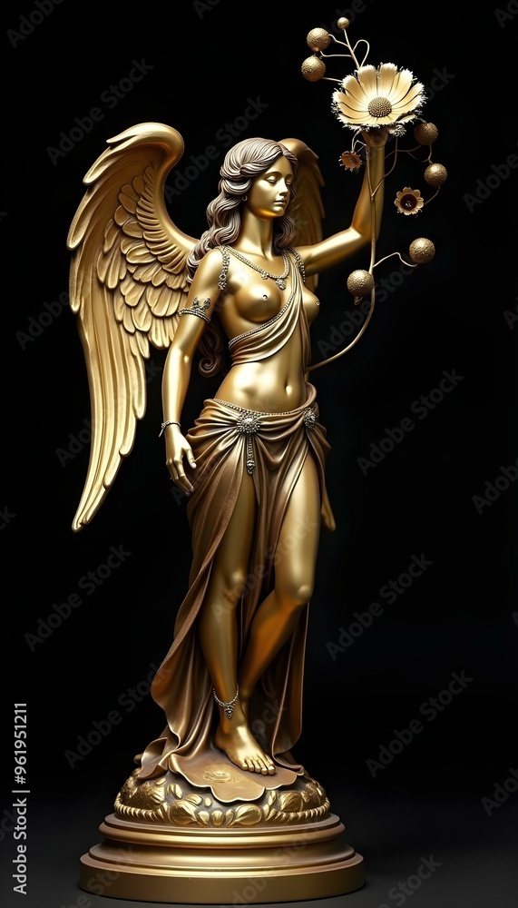 A brass with angel figure A brass with angel figure