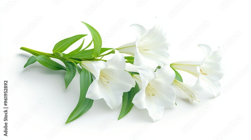 Fototapeta premium White Lilies on White Background.