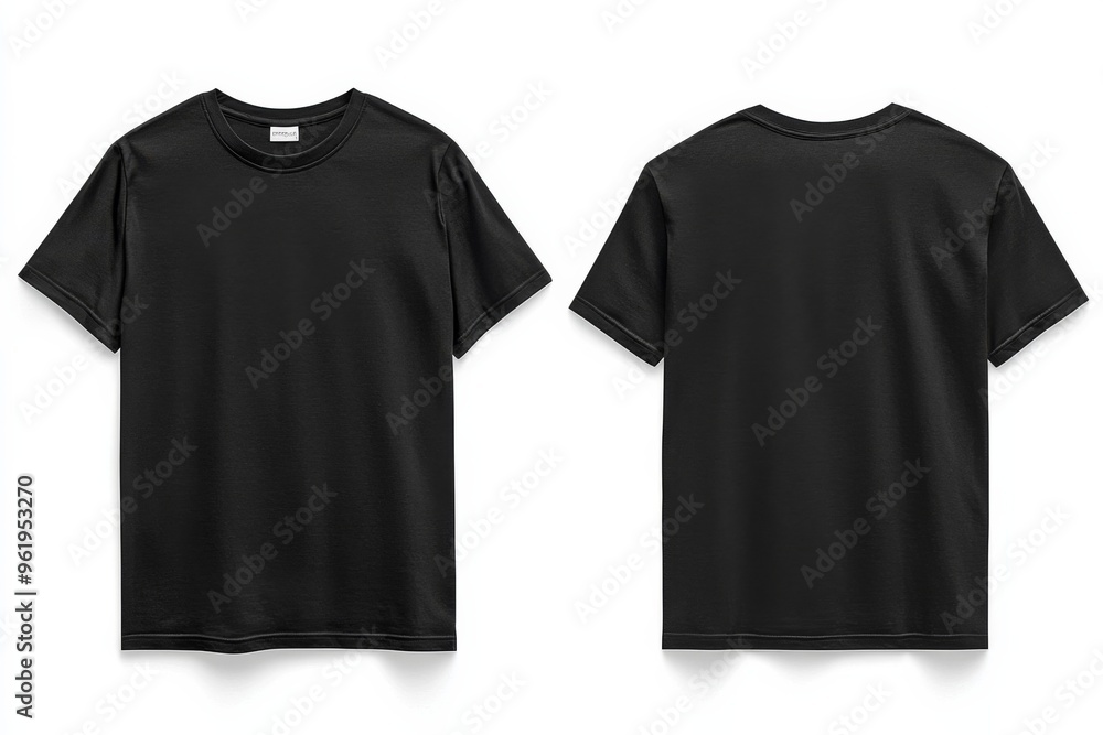 Black Tshirt Mockup Front and Back Isolated created with Generative AI Black Tshirt Mockup Front and Back Isolated created with Generative AI
