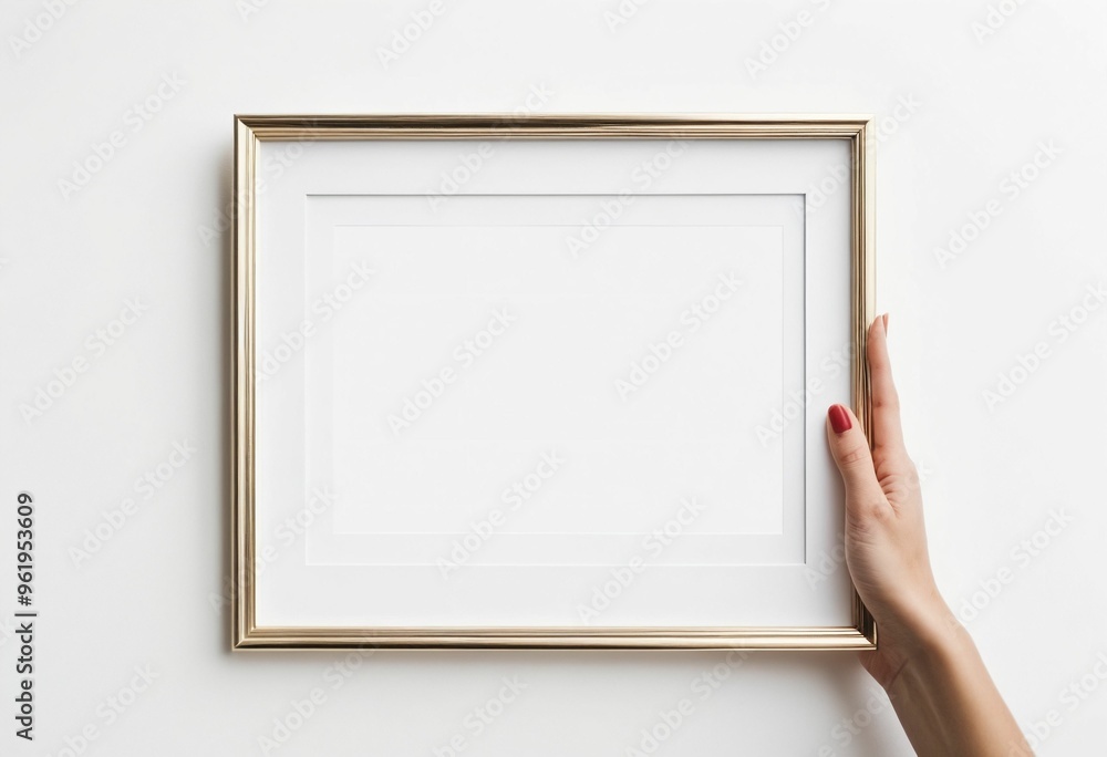 Hand holding photo frame on white background
Hand holding photo frame on white background