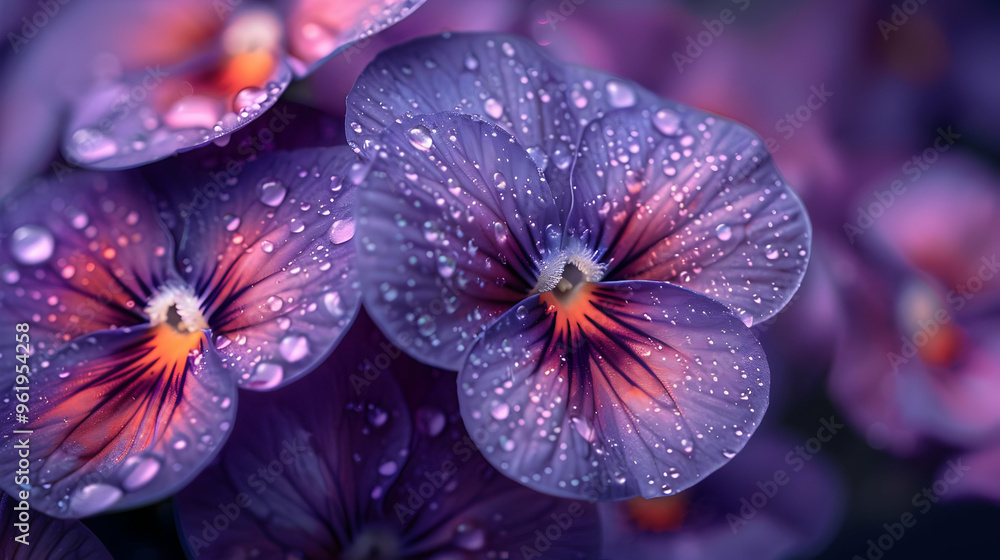 Purple Flower Petals with Dew Drops - Macro Photography Purple Flower Petals with Dew Drops - Macro Photography