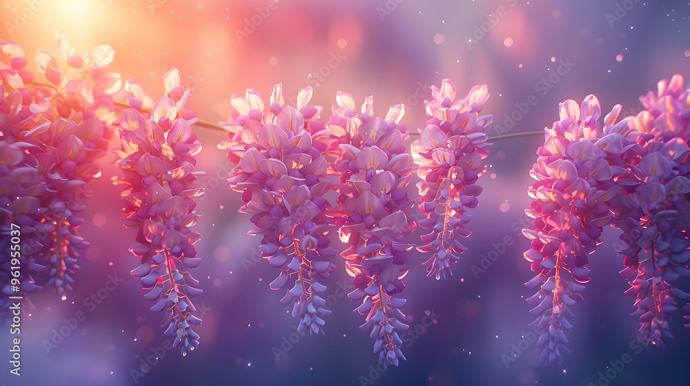 Purple Flowers in Soft Light Illustration Purple Flowers in Soft Light Illustration