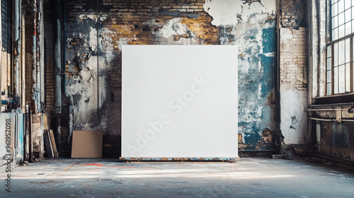 White Blank Canvas in a Factory Loft - Creative Workspace Design
