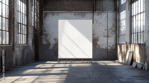 White Blank Canvas in a Factory Loft - Creative Workspace Design