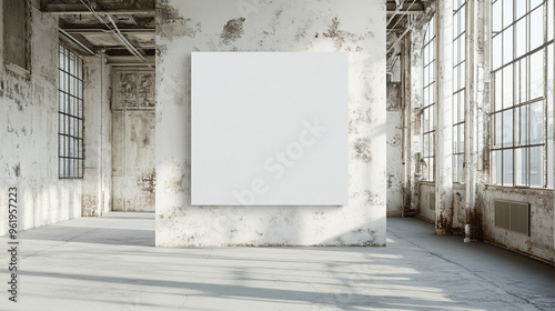 White Blank Canvas in a Factory Loft - Creative Workspace Design