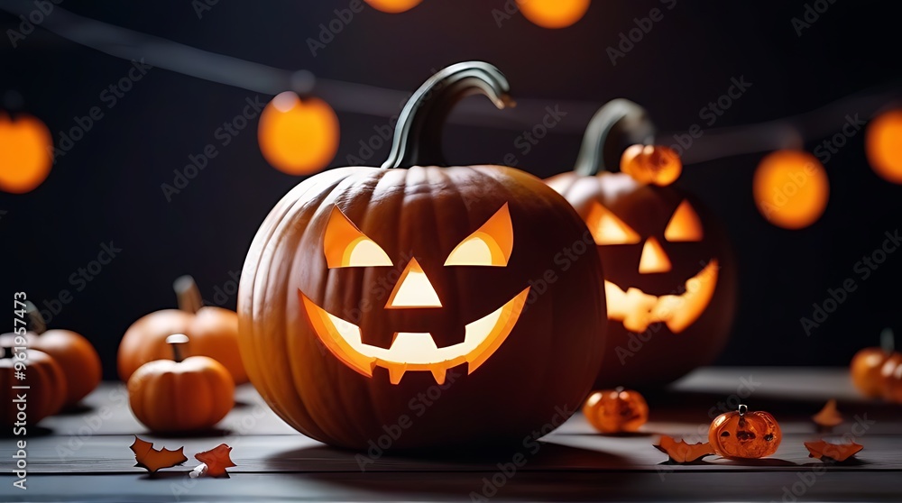 Fototapeta premium halloween pumpkins bats shopping bag happy halloween concept