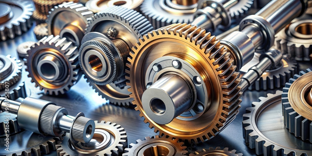 Mechanical gears and cogs background with motor and metal components, mechanical, gears, cogs, background, motor Mechanical gears and cogs background with motor and metal components, mechanical, gears, cogs, background, motor