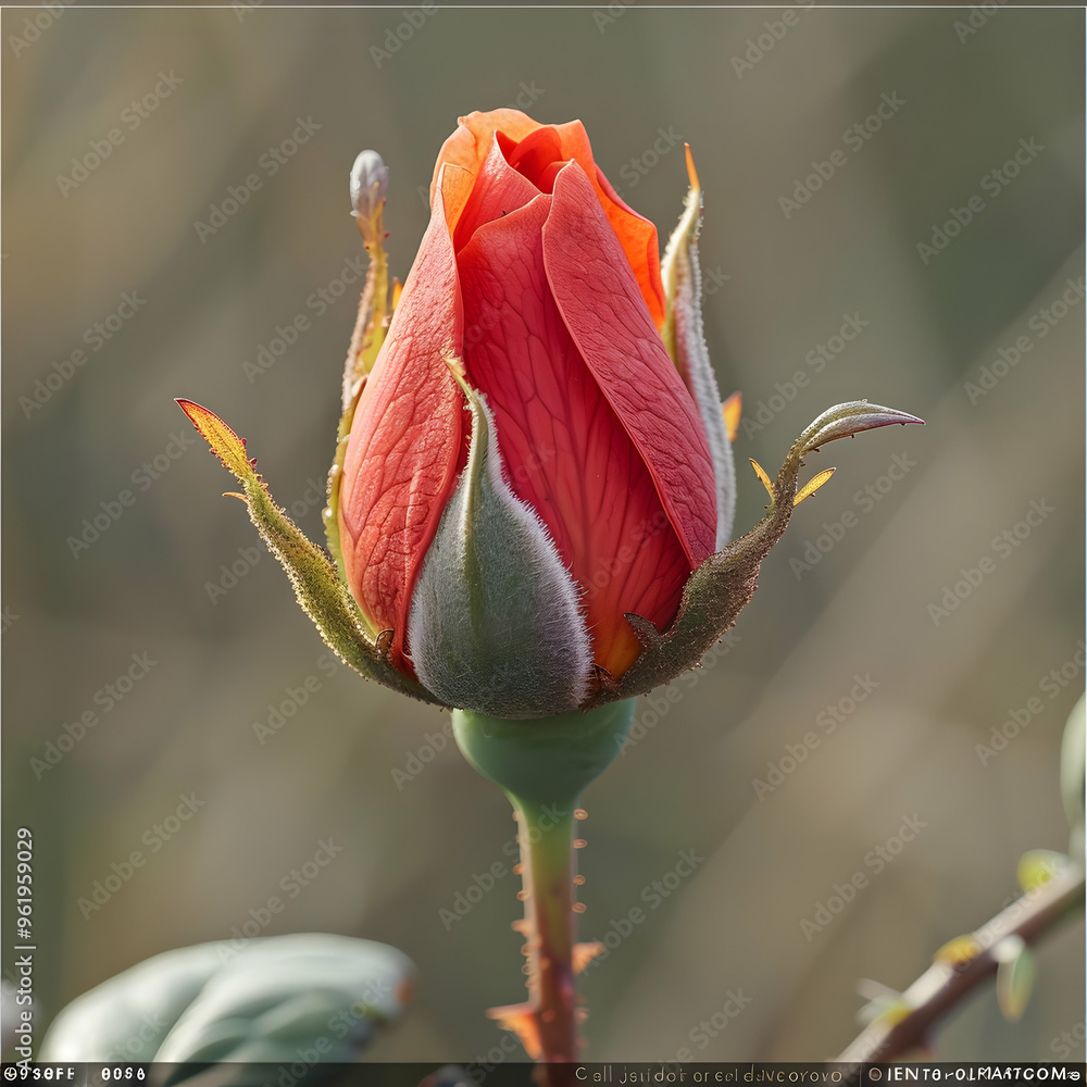 Fototapeta premium Close Up Photo of a Red Rose Bud