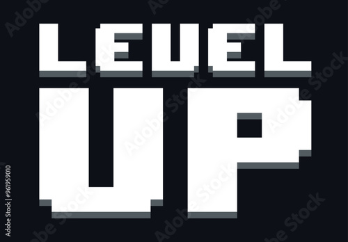 Level Up pixel art. Pixel boost image on a dark background.
