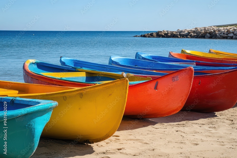 Vibrant canoes in Caleta beach Cadiz Spain Vibrant canoes in Caleta beach Cadiz Spain