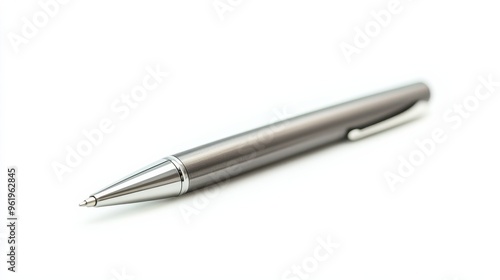 Silver Pen on White Background.