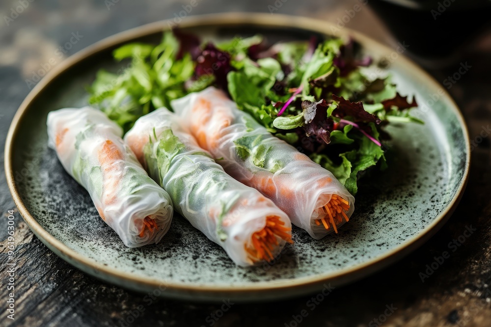 Vietnamese spring rolls served with salad Vietnamese spring rolls served with salad