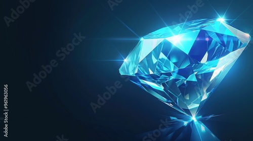 Shiny Blue Diamond with Glittering Reflections