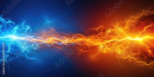 Wallpaper Mural Energy electricity fire depicted on a vibrant orange and blue background, energy, electricity, fire, orange, blue, background Torontodigital.ca
