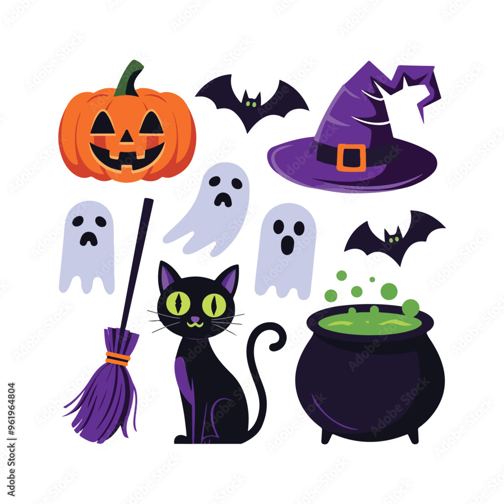 Halloween element collection on white background Halloween element collection on white background