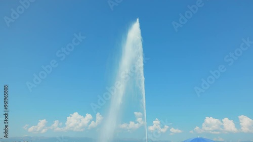 Giant jet water fountain Geneve Switzerlad photo