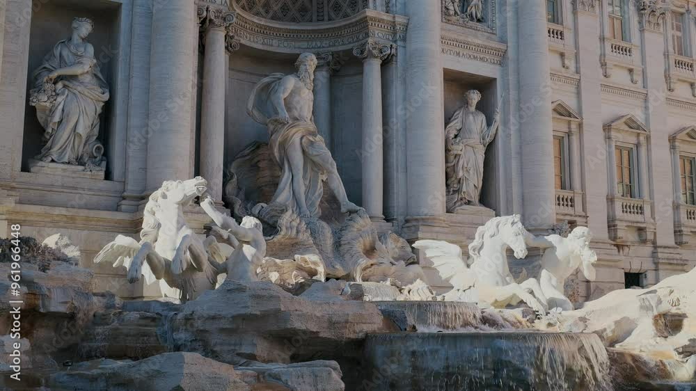 Water flowing at Fontana Di Trevi Rome Water flowing at Fontana Di Trevi Rome