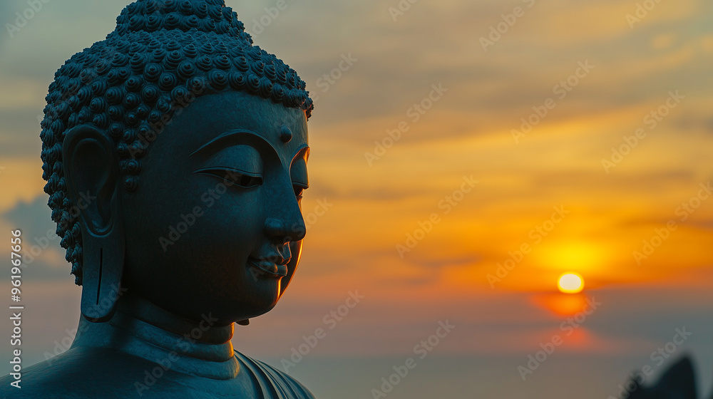 Buddha statue at sunset Buddha statue at sunset