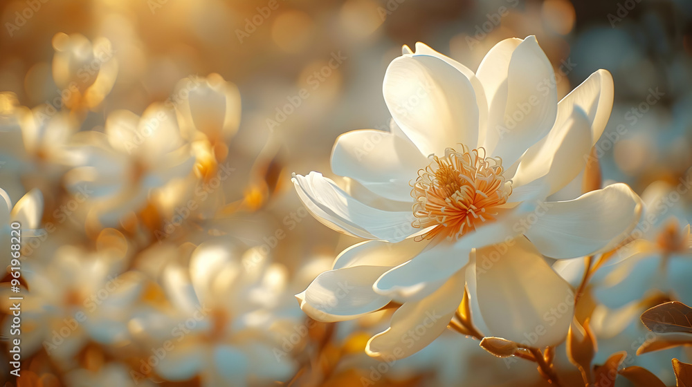 White Magnolia Flower Closeup Illustration White Magnolia Flower Closeup Illustration