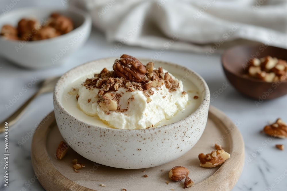 White cheese with crushed nuts White cheese with crushed nuts