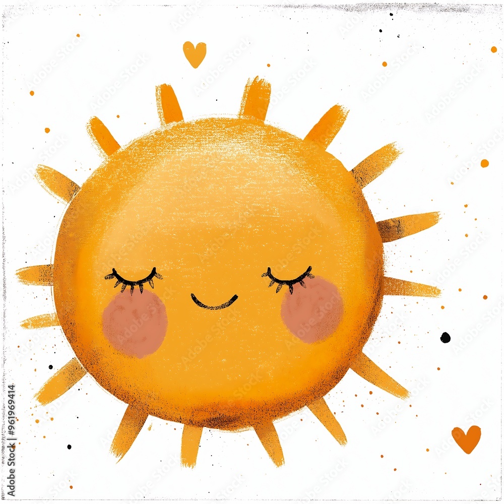 Sun Eye Sticker sun eyes closed hearts stickers bright smile illustration bursting ...
