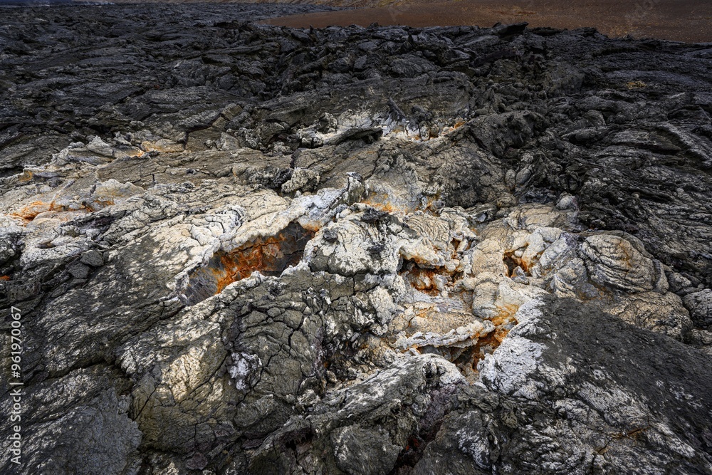 Obraz premium Amazing lava field from recent Geldingadalir volcano erruption