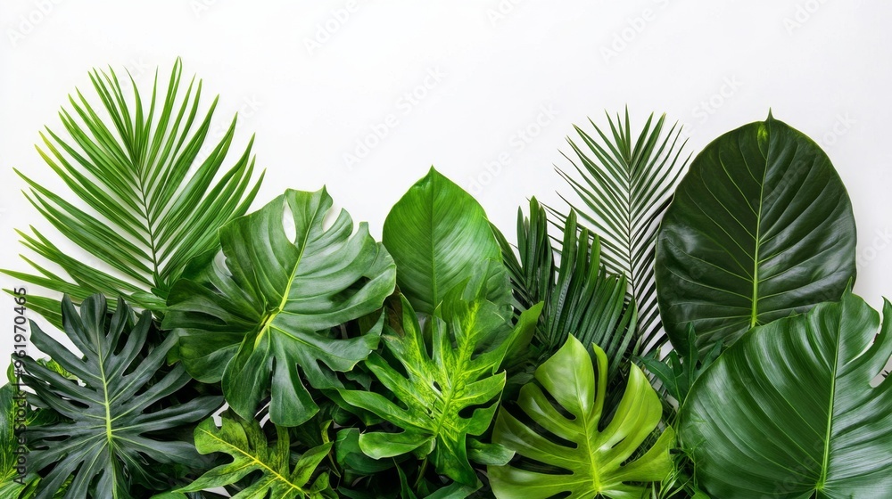 Fototapeta premium Tropical Leaves on White Background.
