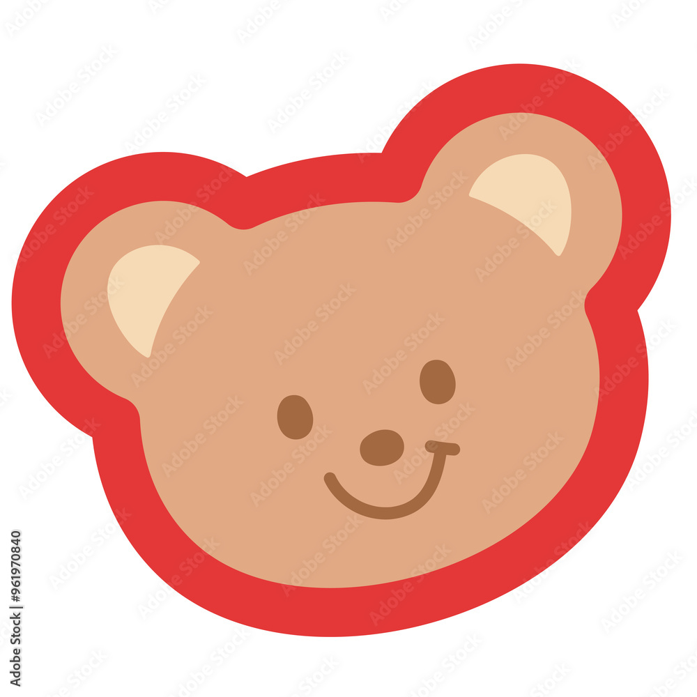 Happy teddy bear with red outline for cartoon character, comic, mascot, animal, zoo, souvenir shop, emoji, kid colouring book, art, painting, cute patches, brooch, pin, shirt print, kid doll, toy, ads Happy teddy bear with red outline for cartoon character, comic, mascot, animal, zoo, souvenir shop, emoji, kid colouring book, art, painting, cute patches, brooch, pin, shirt print, kid doll, toy, ads