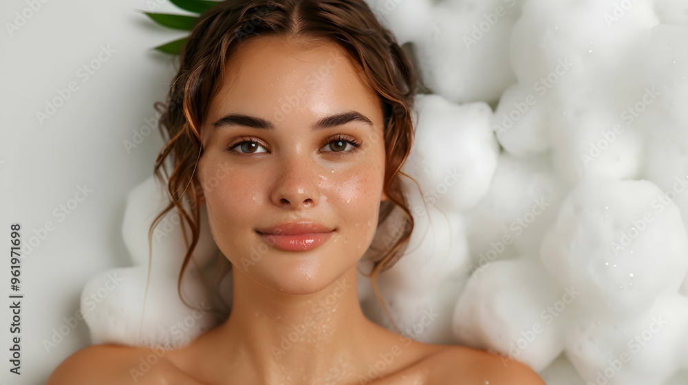Hygiene Concept. Beautiful Woman Using Soap Taking Hygiene Concept. Beautiful Woman Using Soap Taking