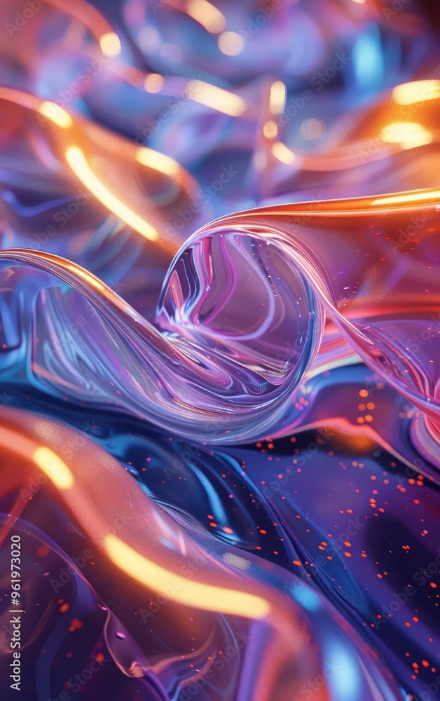 Obraz premium Colorful Abstract 3D Fluid Shapes Floating in a Liquid Environment, Creating a Mesmerizing Display of Movement and Beauty