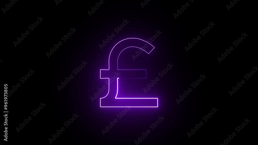 Glowing neon line Pound sterling currency sign icon isolated on transparent background. Money, profit, investment, growth business, economy, finance and success concept. 4K motion graphic animation