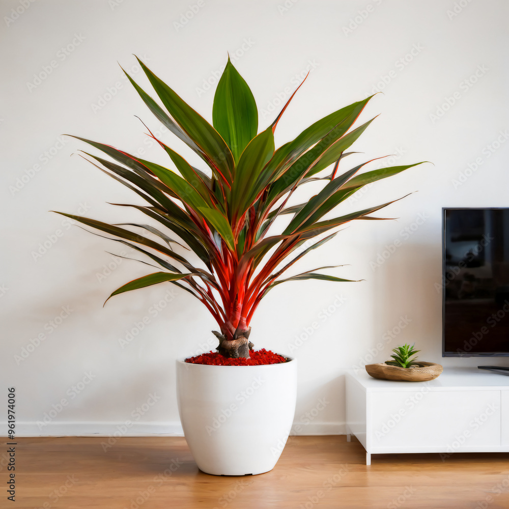 red-edged dracaena plant minimal modern pot living room with floral design indoor Dracaena marginata in a stylish home interior red-edged dracaena plant minimal modern pot living room with floral design indoor Dracaena marginata in a stylish home interior