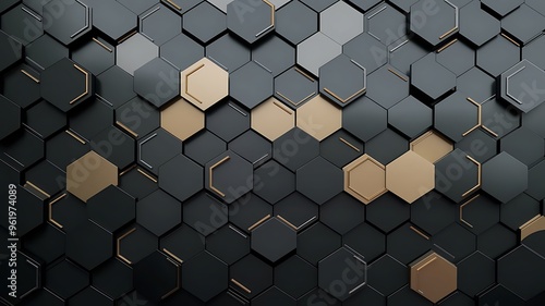 Panel kuchenny z motywem Hexagonal abstract metal background with light