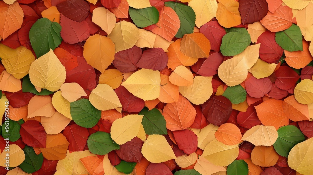 Fallen leaves, creating a colorful carpet, 3D illustration, copy space for text, Fallen leaves, creating a colorful carpet, 3D illustration, copy space for text,