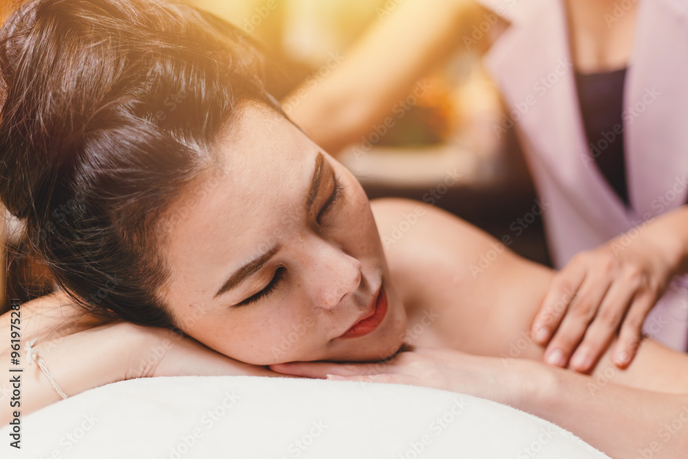 Beautiful Asian women in Spa, Beauty body care getting back massage, Wellness lifestyle. Beautiful Asian women in Spa, Beauty body care getting back massage, Wellness lifestyle.