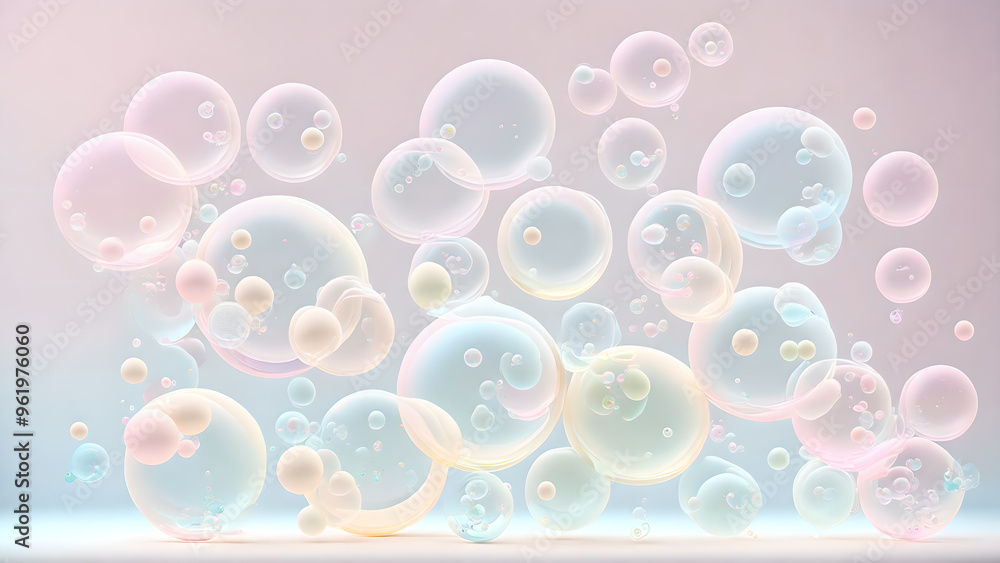 Soft pastel colored soap bubbles background 3d wallpaper Soft pastel colored soap bubbles background 3d wallpaper